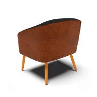 Poltrona Corano Nozes Com Linho Preto Pés Palito Castanho