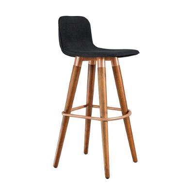 Banqueta Alta Luxo Linea Aço Cobre Linho Preto Preto