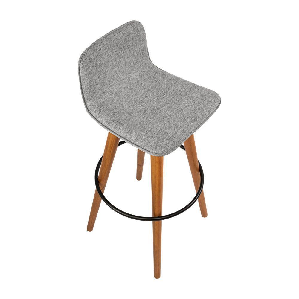 Kit 4 Banquetas Altas Luxo Aço Preto Linho Cinza Preto - 5