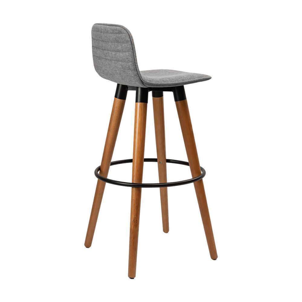 Kit 4 Banquetas Altas Luxo Aço Preto Linho Cinza Preto - 6