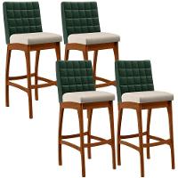 Kit 04 Banquetas Altas Cozinha B04 Verde Musgo Cru - 1