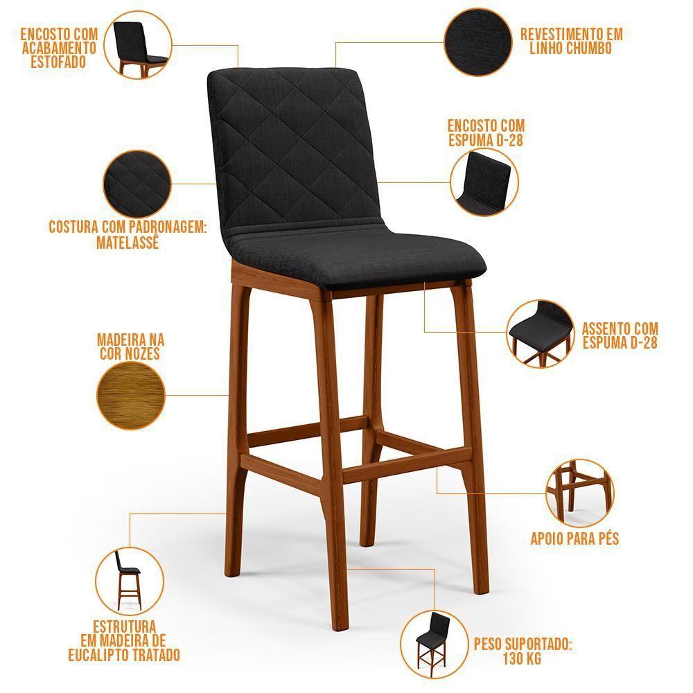 Kit 06 Banquetas Altas Para Cozinha Zoe B04 Chumbo - 7