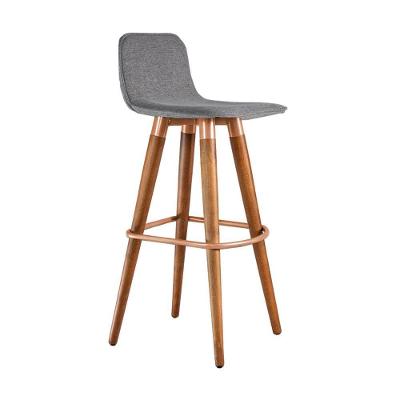 Banqueta Alta Luxo Linea Aço Cobre Linho Cinza Cinza