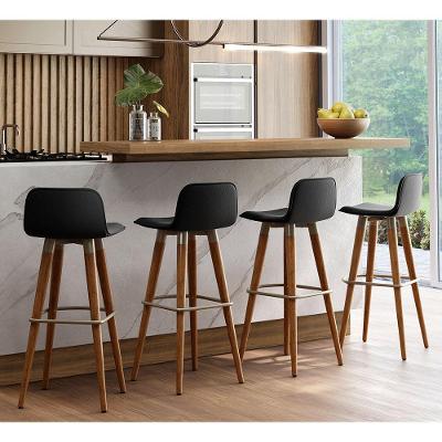 Kit 4 Banquetas Altas Luxo Preto Preto