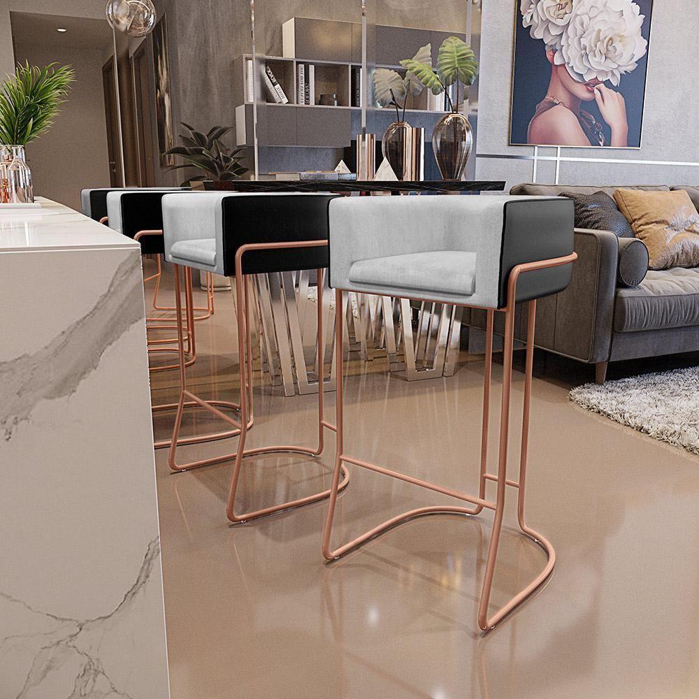 Banqueta Decorativa Betina D02 Cinza D-315 Preto B-97 - 7