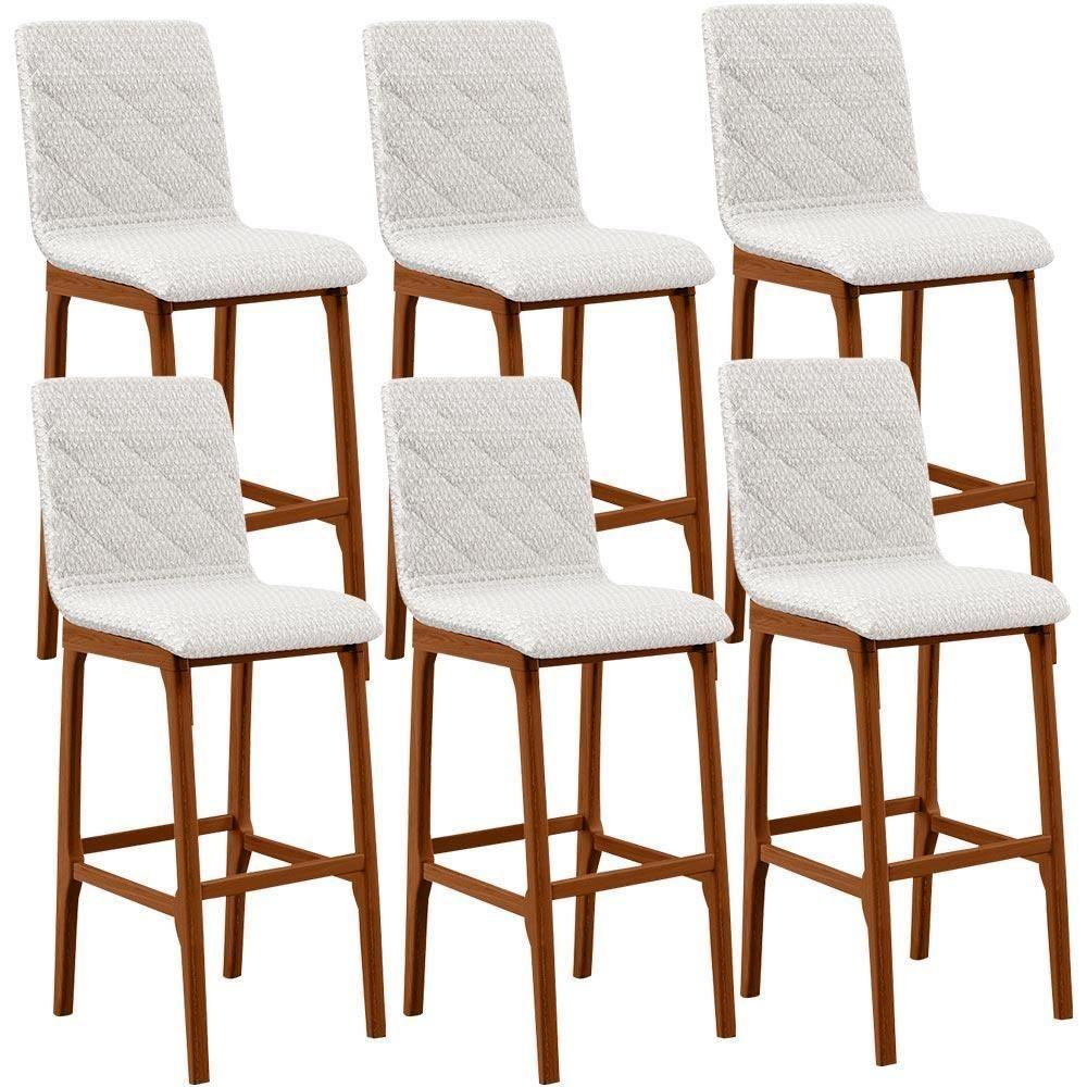 Kit 06 Banquetas Altas Para Cozinha Zoe B04 Bouclê Cru - 1