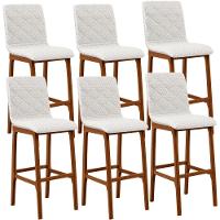 Kit 06 Banquetas Altas Para Cozinha Zoe B04 Bouclê Cru