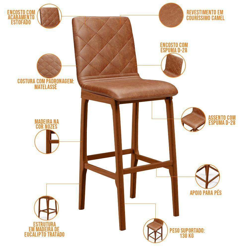 Kit 06 Banquetas Altas Para Cozinha Zoe B04 Camel - 7