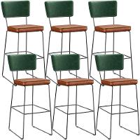 Kit 06 Banquetas Altas Allana L02 Facto Verde Musgo Camel - 1