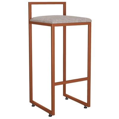 Kit 02 Banquetas Alta Para Cozinha Hanna L02 Bronze Bege
