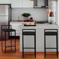 Kit 2 Banquetas Alta Aço Preta Assento Preto Preto - 7