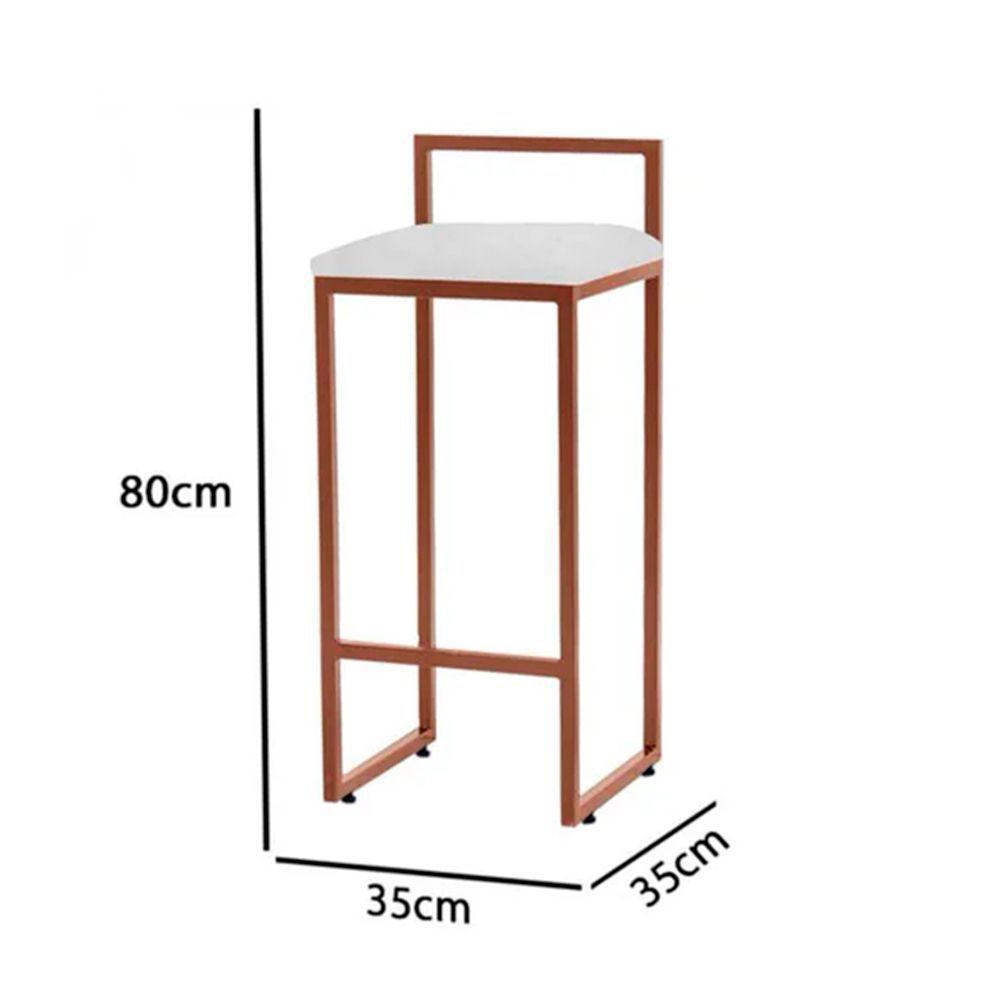 Kit 4 Banquetas Alta Em Aço Cobre Assento Branco Marrom - 2