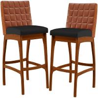 Kit 02 Banquetas Altas Mila Camel Corano Preto - 1