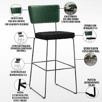 Kit 06 Banquetas Altas Allana L02 Verde Musgo Chumbo - 7