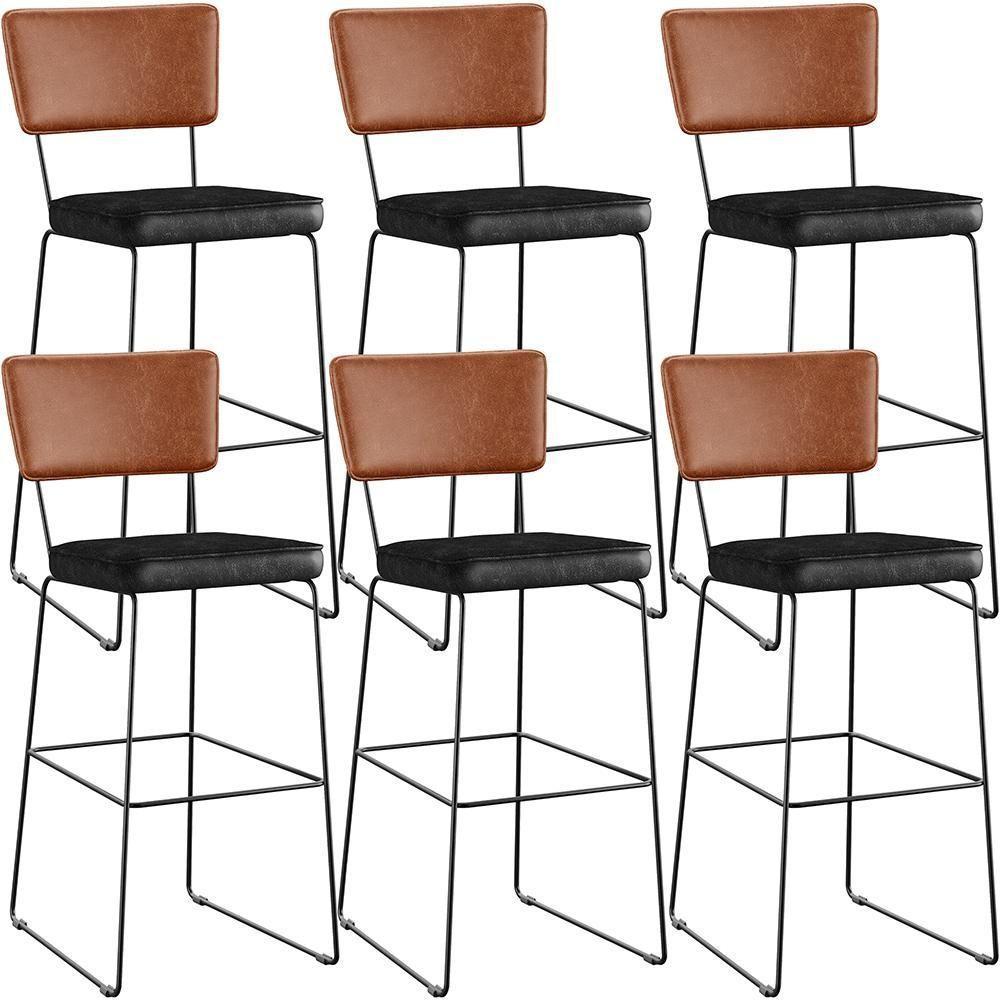 Kit 06 Banquetas Altas Allana L02 Camel Preto - 1