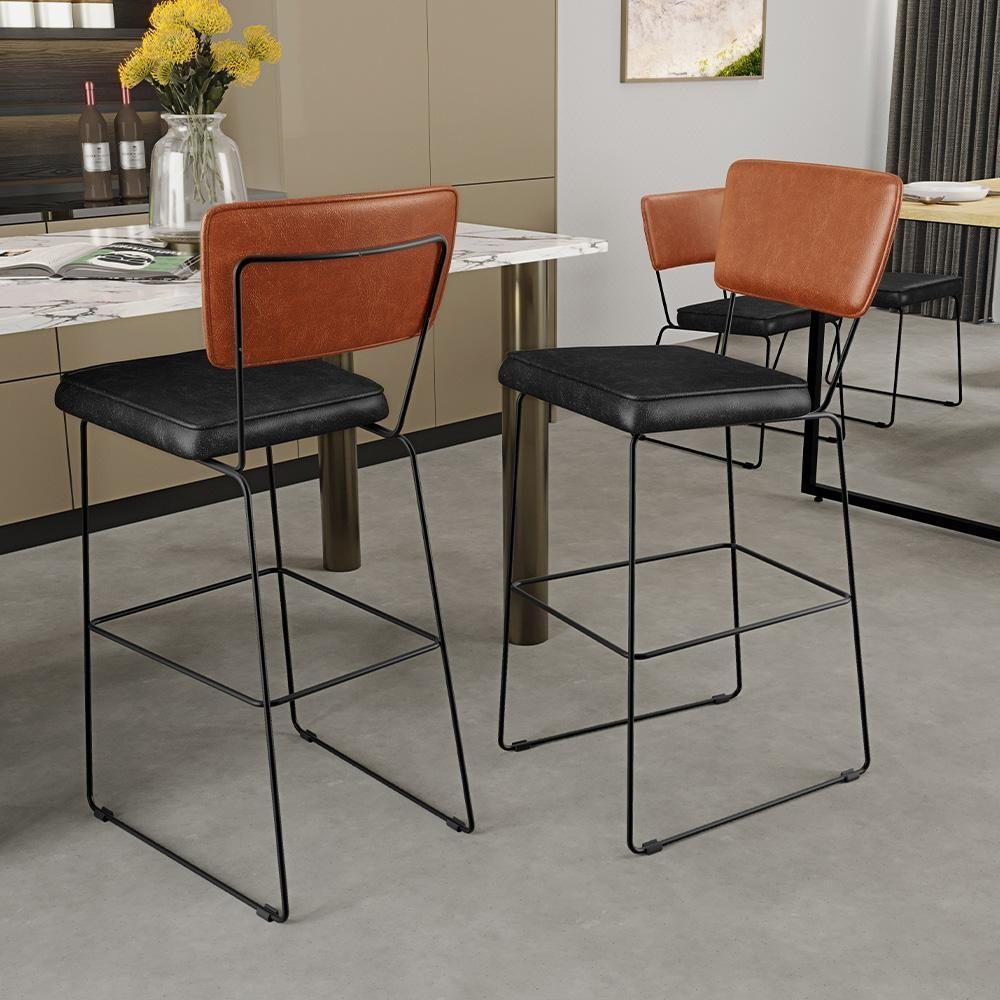 Kit 06 Banquetas Altas Allana L02 Camel Preto - 9