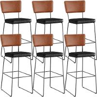 Kit 06 Banquetas Altas Allana L02 Camel Preto - 1