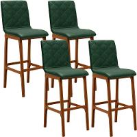 Kit 04 Banquetas Altas Para Cozinha Zoe B04 Verde Musgo - 1