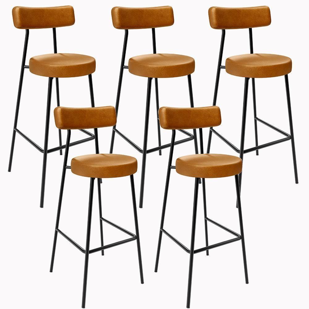 Kit 05 Banquetas Altas Estrutura Em Aço Milão F01 Whisky - 1