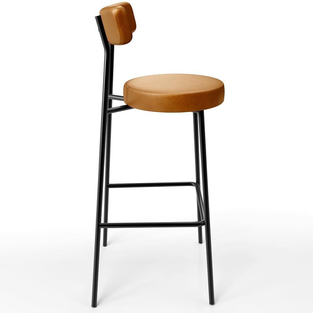 Kit 05 Banquetas Altas Estrutura Em Aço Milão F01 Whisky - 3