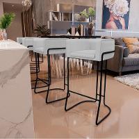 Banqueta Base De Aço Preto Betina D02 Cinza D-315 - 7