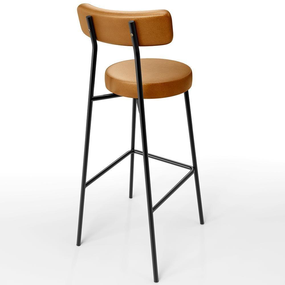 Kit 04 Banquetas Altas Estrutura Em Aço Milão F01 Whisky - 2