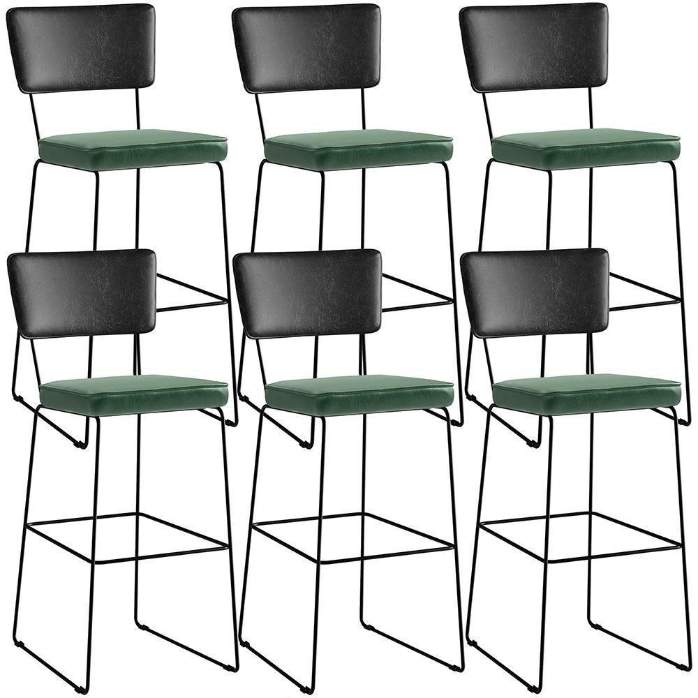 Kit 06 Banquetas Altas Allana L02 Preto Facto Verde Musgo - 1