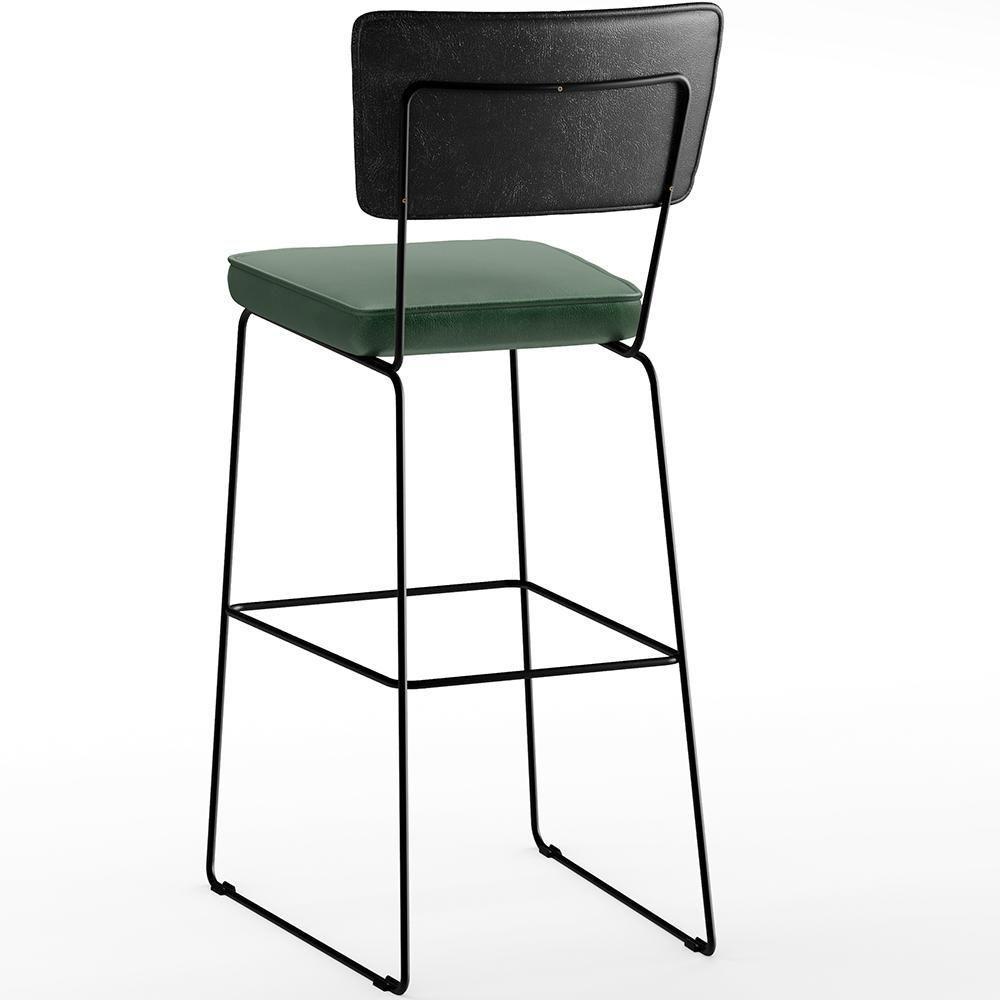 Kit 06 Banquetas Altas Allana L02 Preto Facto Verde Musgo - 2