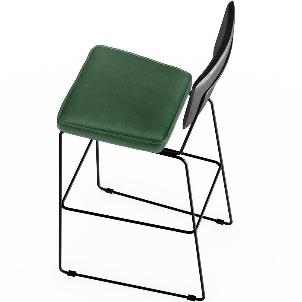 Kit 06 Banquetas Altas Allana L02 Preto Facto Verde Musgo - 3