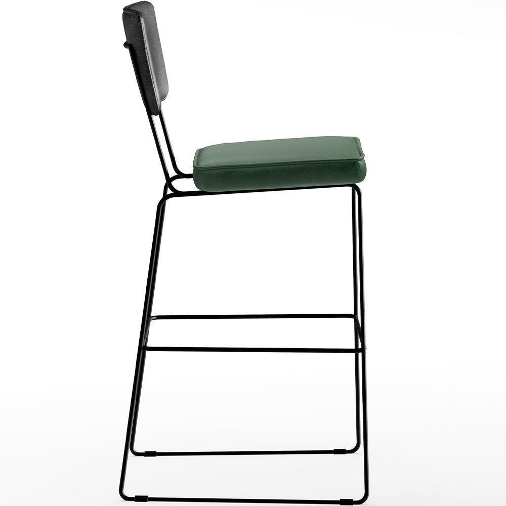 Kit 06 Banquetas Altas Allana L02 Preto Facto Verde Musgo - 4