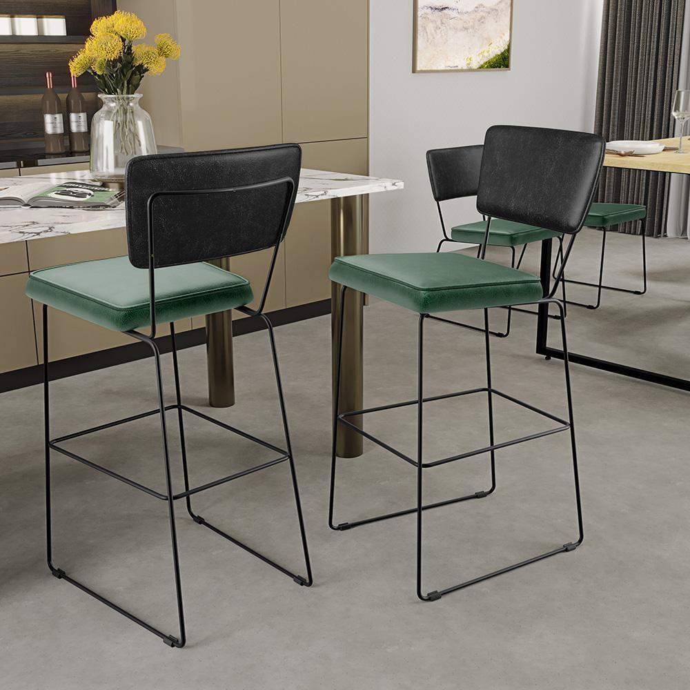 Kit 06 Banquetas Altas Allana L02 Preto Facto Verde Musgo - 9