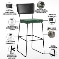 Kit 06 Banquetas Altas Allana L02 Preto Facto Verde Musgo - 7