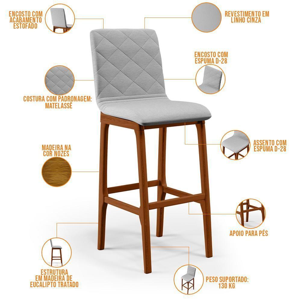 Banqueta Alta Para Cozinha Zoe B04 Cinza - 6