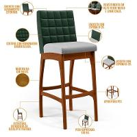 Kit 04 Banquetas Altas Cozinha B04 Verde Musgo Cinza - 7