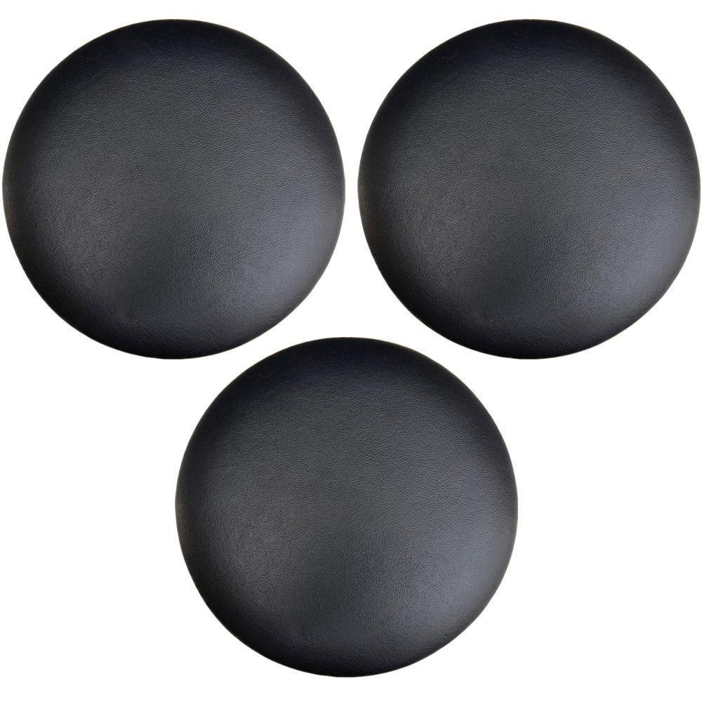 Kit 03 Assentos Redondo Banqueta Corino Preto 30 Cm - 1