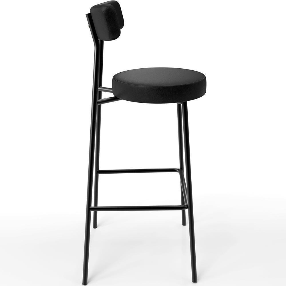 Kit 03 Banquetas Altas Estrutura Em Aço Milão F01 Preto - 4