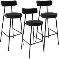 Kit 03 Banquetas Altas Estrutura Em Aço Milão F01 Preto - 1