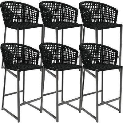 Kit 06 Banqueta Área Gourmet Cozinha Varanda D04 Preto