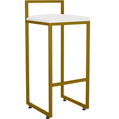 Kit 02 Banquetas Alta Cozinha Hanna L02 Dourado Branco