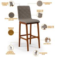 Banqueta Alta Para Cozinha Sala De Jantar Zoe B04 Bege - 13