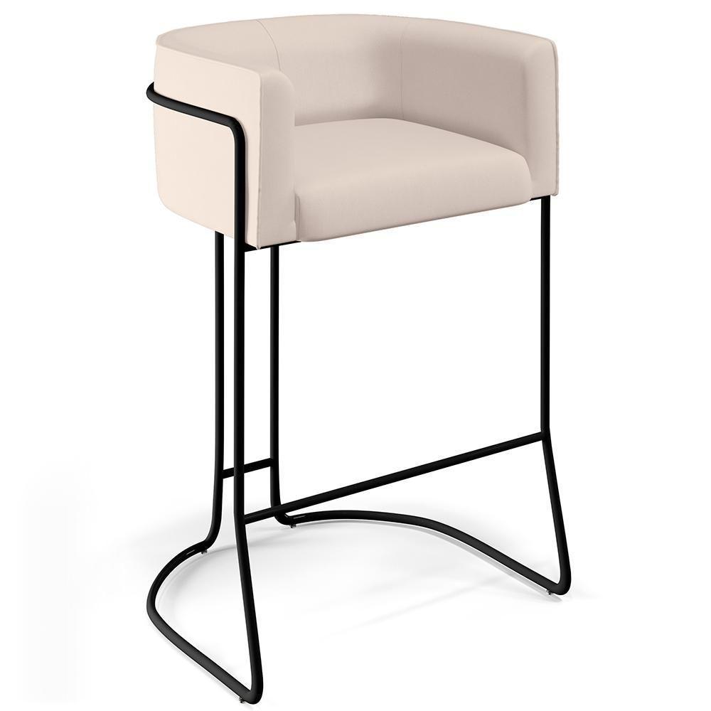 Banqueta Decorativa Betina D02 Veludo Bege C-309 - 1