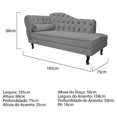Kit Diva Recamier Diana 185Cm Lado Direito E 02 Poltronas Classic Suede Cinza
