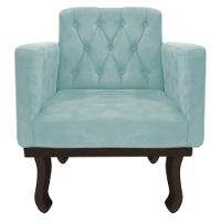 Kit Diva Recamier Diana 130Cm Lado Direito E 02 Poltronas Classic Suede Azul Tiffany