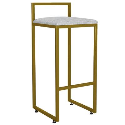 Banqueta Alta Cozinha De Jantar Hanna L02 Dourado Cinza