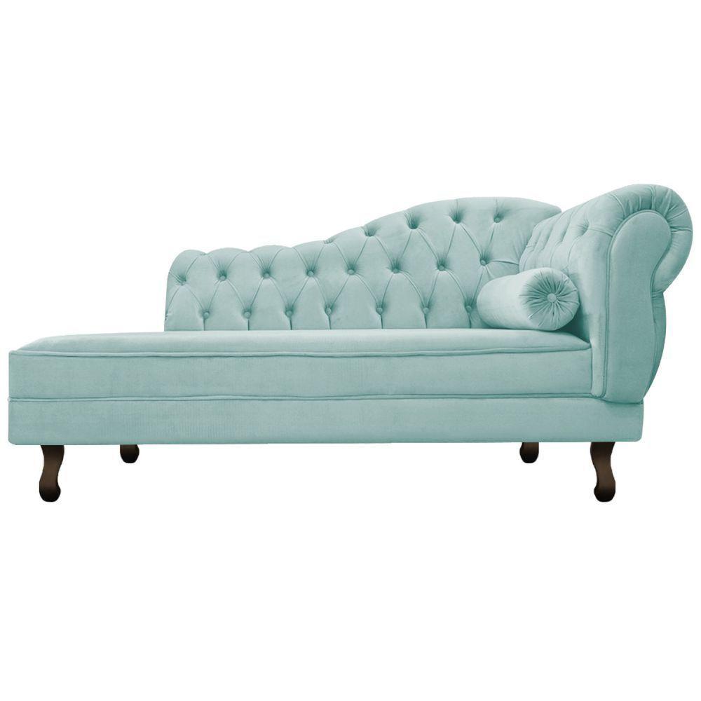 Kit Diva Recamier Diana 160Cm Lado Esquerdo E 02 Poltronas Classic Suede Azul Tiffany - 7