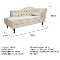Kit Diva Recamier Diana 160Cm Lado Esquerdo E 02 Poltronas Classic Suede Bege - 9