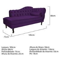 Kit Diva Recamier Diana 185Cm Lado Esquerdo E 02 Poltronas Classic Suede Roxo - 9