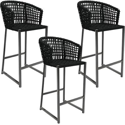 Kit 03 Banqueta Área Gourmet Cozinha Varanda D04 Preto