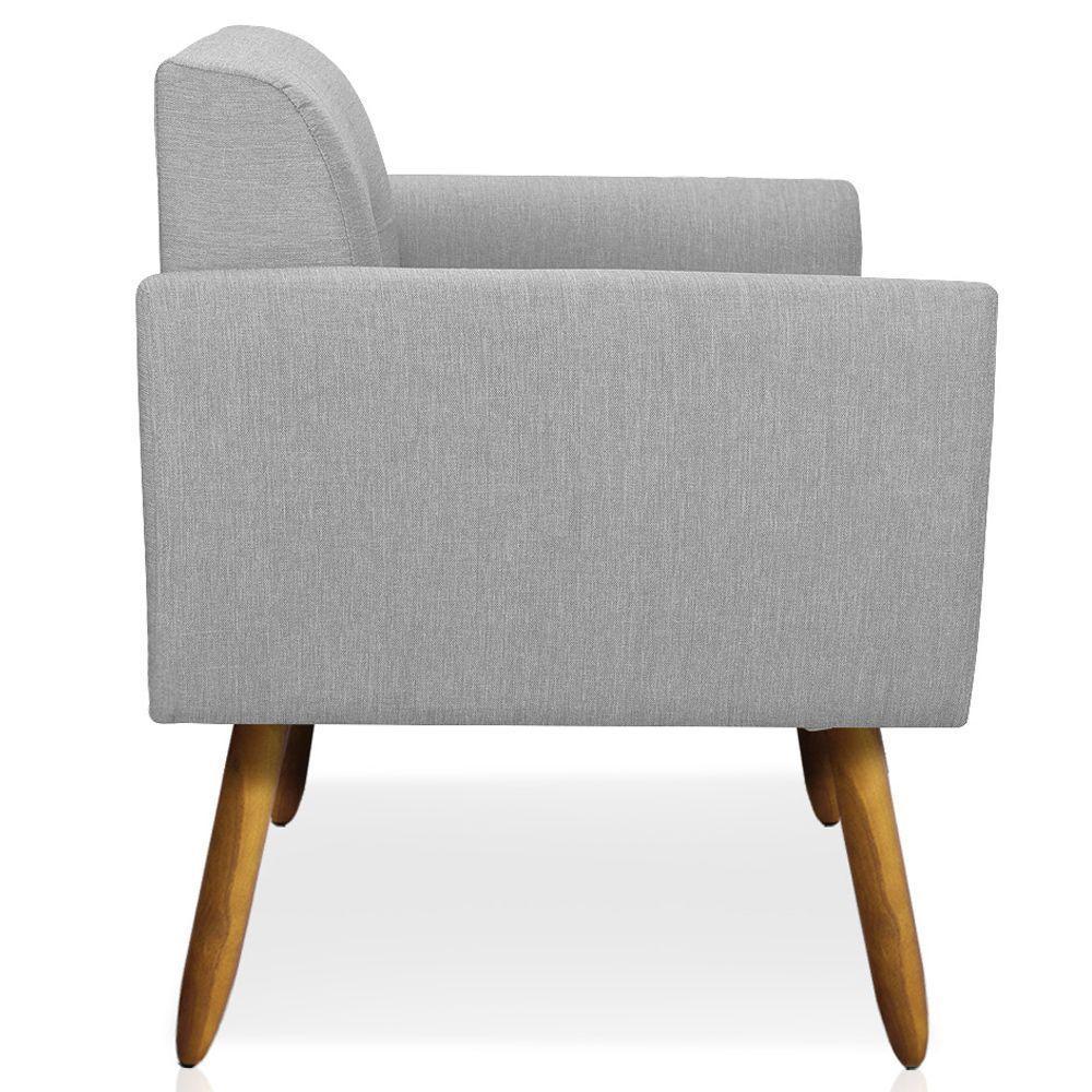 Poltrona Decorativa Pés Palito Karen Linho Cinza - Gran Belo - 2