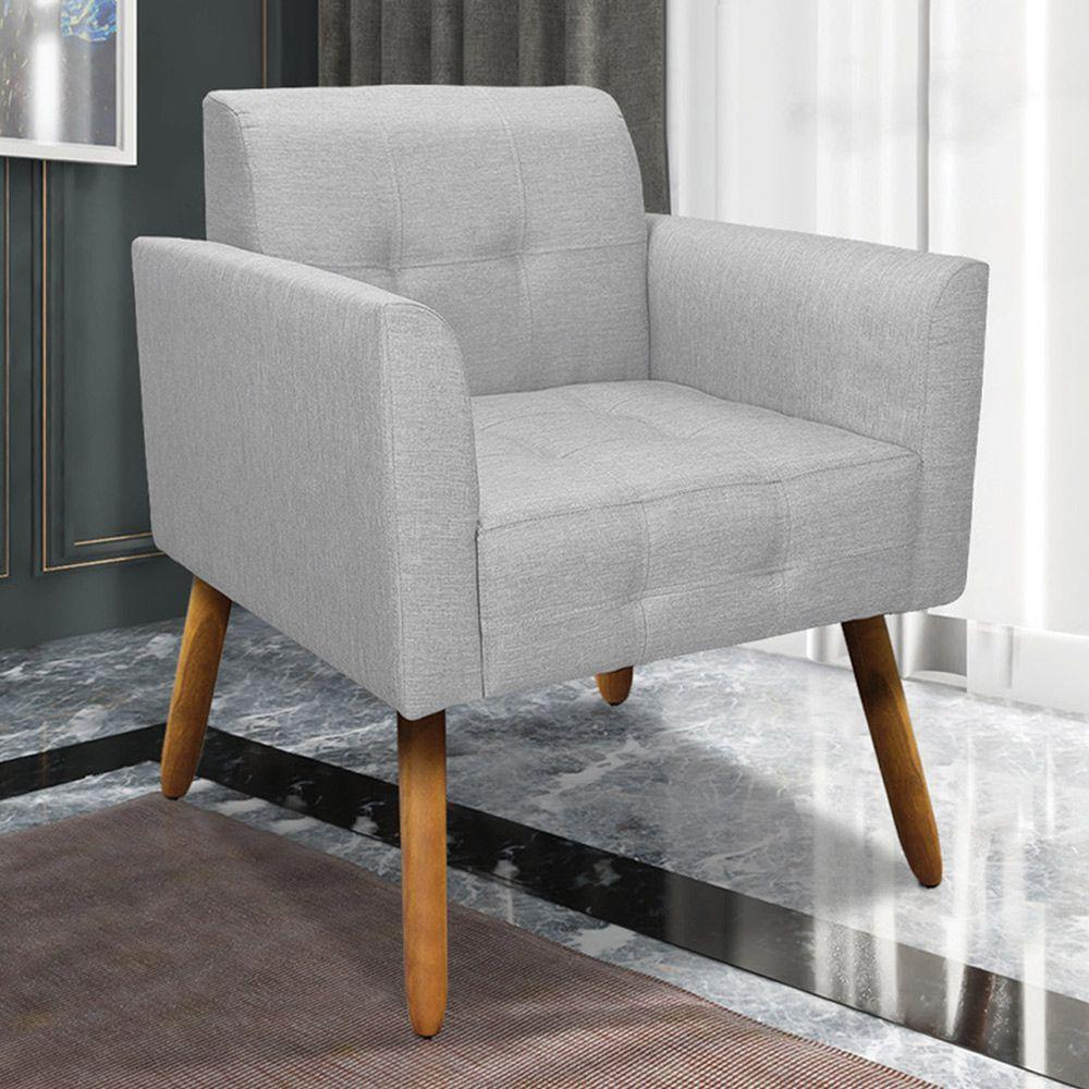 Poltrona Decorativa Pés Palito Karen Linho Cinza - Gran Belo - 7